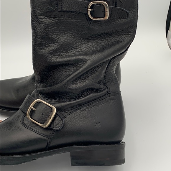 Frye Black Leather Combat & Moto Boots - Picture 6 of 7
